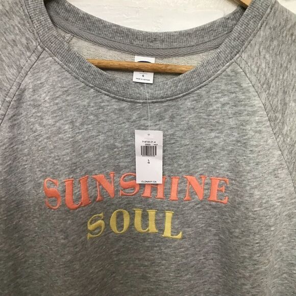 Nwt old Navy crop top sweatshirt short sleeves in Large boxy pull over fleece - Picture 3 of 9